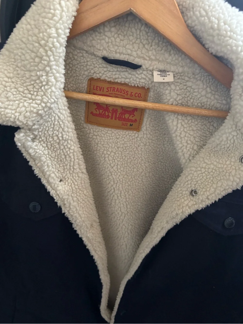 Levi's Navy Blue Sherpa-Trim Military Field Jacket